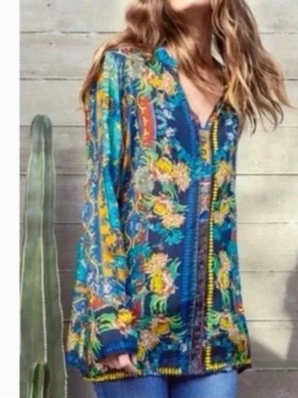 Johnny Was Rayon Print Tunic.Bohemian. Festival. Arty.